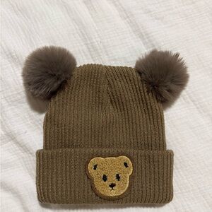 Brown Bear Pom-Pom Knit Hat for Kids